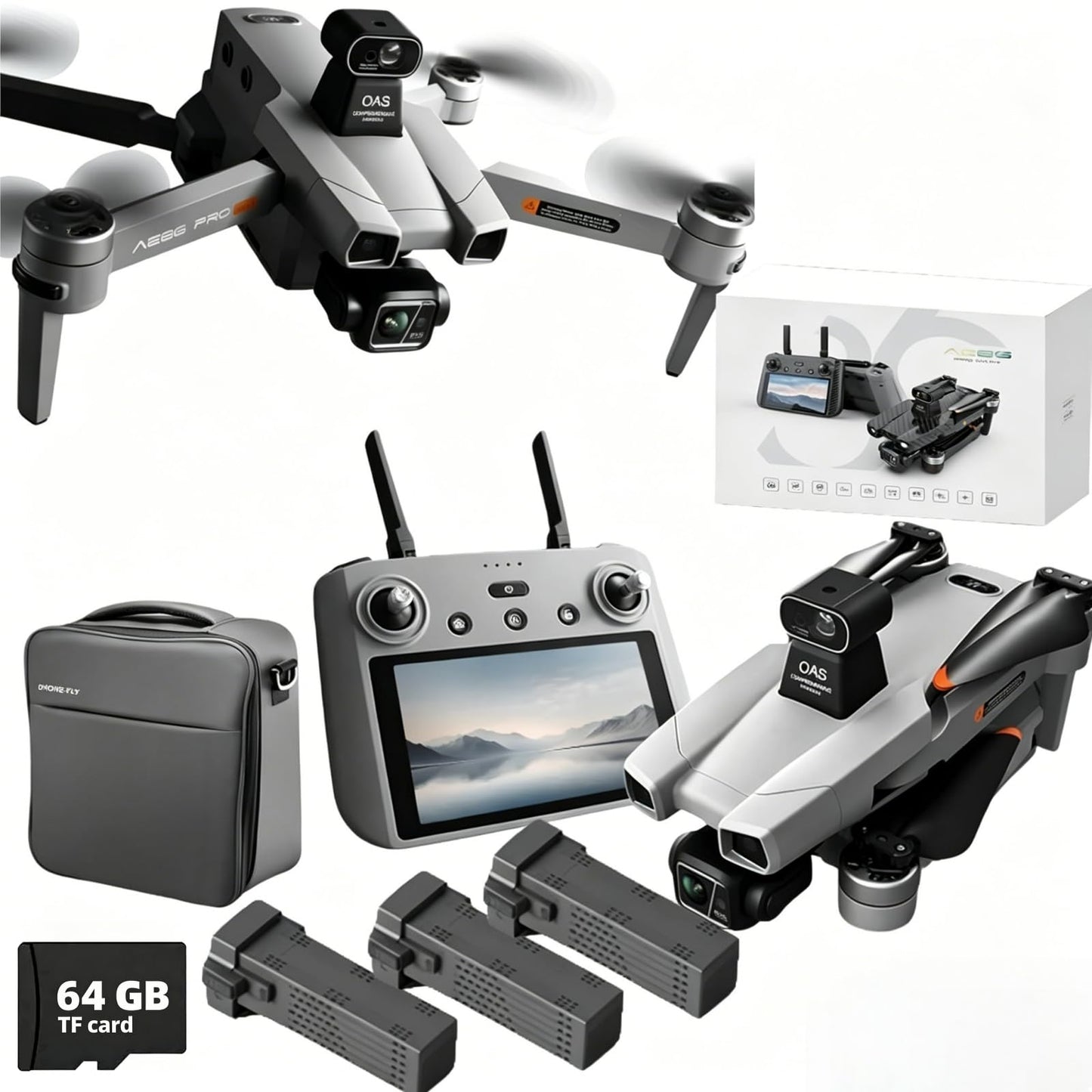 Cyaxzolp AE86ProMax+Drones with Camera for Adults 4K Video,Touch Screen Tablet Remote and 3-Axis Mechanical Gimbal, 5G Digital Transmission, 360° Laser Obstacle Avoidance, GPS Auto Return,Three 8000mAh 45 Mins Long Endurance, 500g Payload, Smart Follow Wa