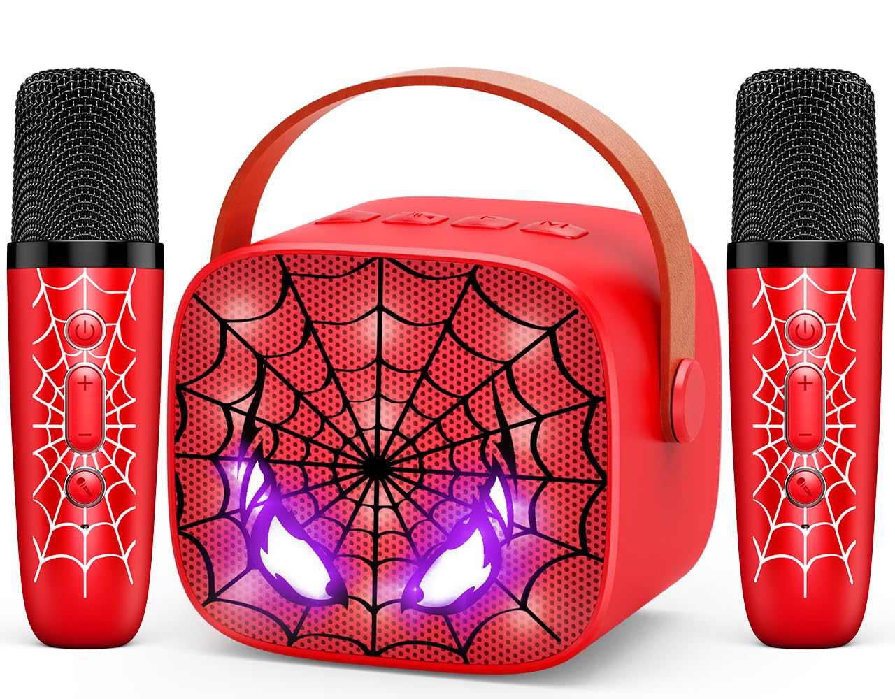 Mini Karaoke Machine Toys Gifts: Kids Toys Birthday Gifts for 4 5 6 7 8 9 Years Old Girl Boy LED Portable Bluetooth Speaker with 2 Wireless Microphone Girl Boy Kid Adult Gift Age 3-12+
