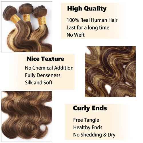Fabimiya Water Wave P4/27 Human Hair Bundles 20 22 24 Inch Unprocessed Brazilian Virgin Hair Bundles P4/27 Human Hair Quick 11A Weave Hair Extension