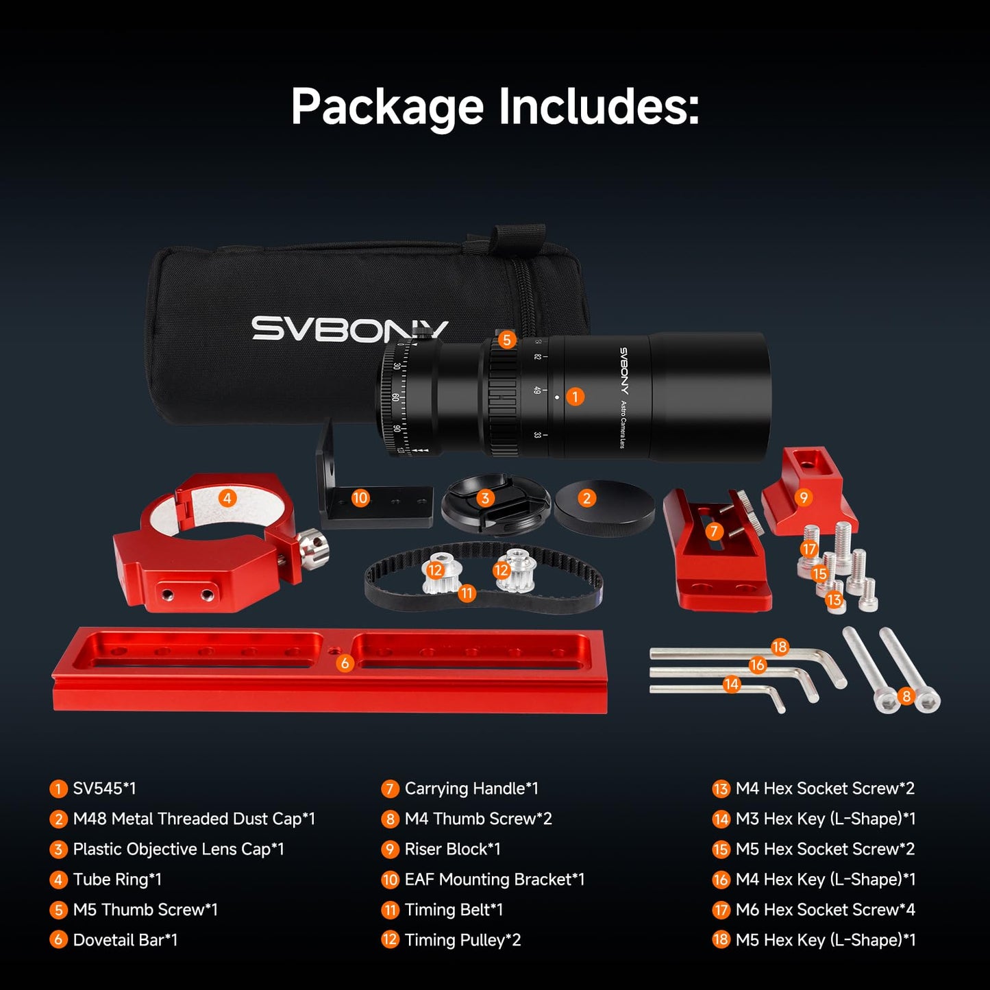 SVBONY SV545 Telescope Petzval Lens APO, F4.5, 203mm Focal Length, Built in Field Flattener, Professional Refractor Telescope Supports EAF(not Included), M48 Thread for Full Frame Astrophotography