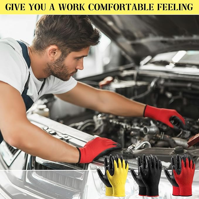 Gardening Gloves for Men Women Breathable Rubber Coated Working Gloves for Gardening, 9.1 Inch