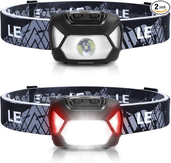 Lepro HeadLamp, 2 Pack Super Bright LED Head lamp with 6 Lighting Modes, Waterproof, Battery Powered LED Lightweight Headl...