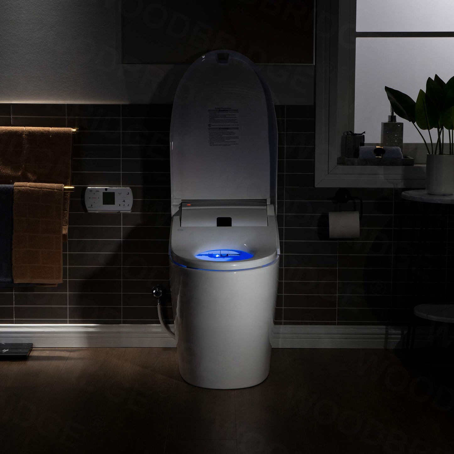 WOODBRIDGE B0960S Auto Flush, Auto Open & Auto Close, 1.28 GPF Single Flush Toilet with Smart Toilet Seat and Wireless Remote Control, Chair Height