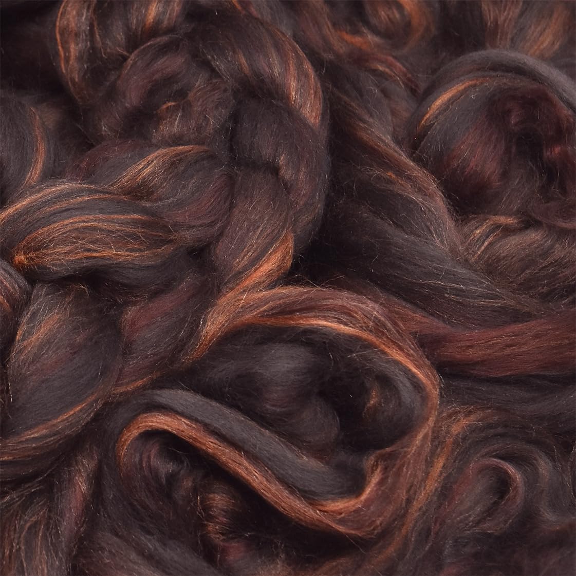 Merino Silk Luxe Tonal Designer Blend. Superfine Merino, Mulberry Silk, Tussah Silk. Top Roving for Spinning or Felting. Chestnut Velvet 1oz