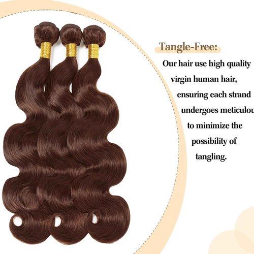Fabimiya 18 20 22 Inch Human Hair Bundles Chocolate Brown 4# Body Wave Bundles Human Hair 100% Unprocessed Soft Sewn In Hair with Double Weft for Black Women