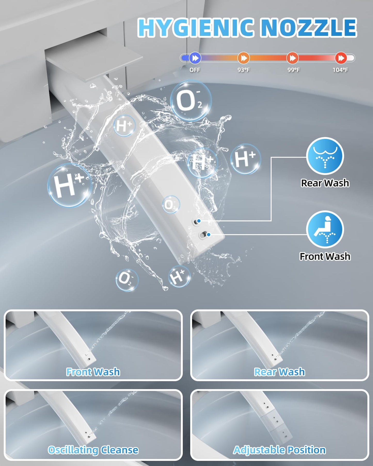 Smart Toilet with Bidet Built In, One Piece Elongated Tankless Japanese Toilet, Auto Open and Close Lid, Adjustable Temperature, Self-Cleaning Nozzle, LED Fahrenheit Display, Foot Kick Button