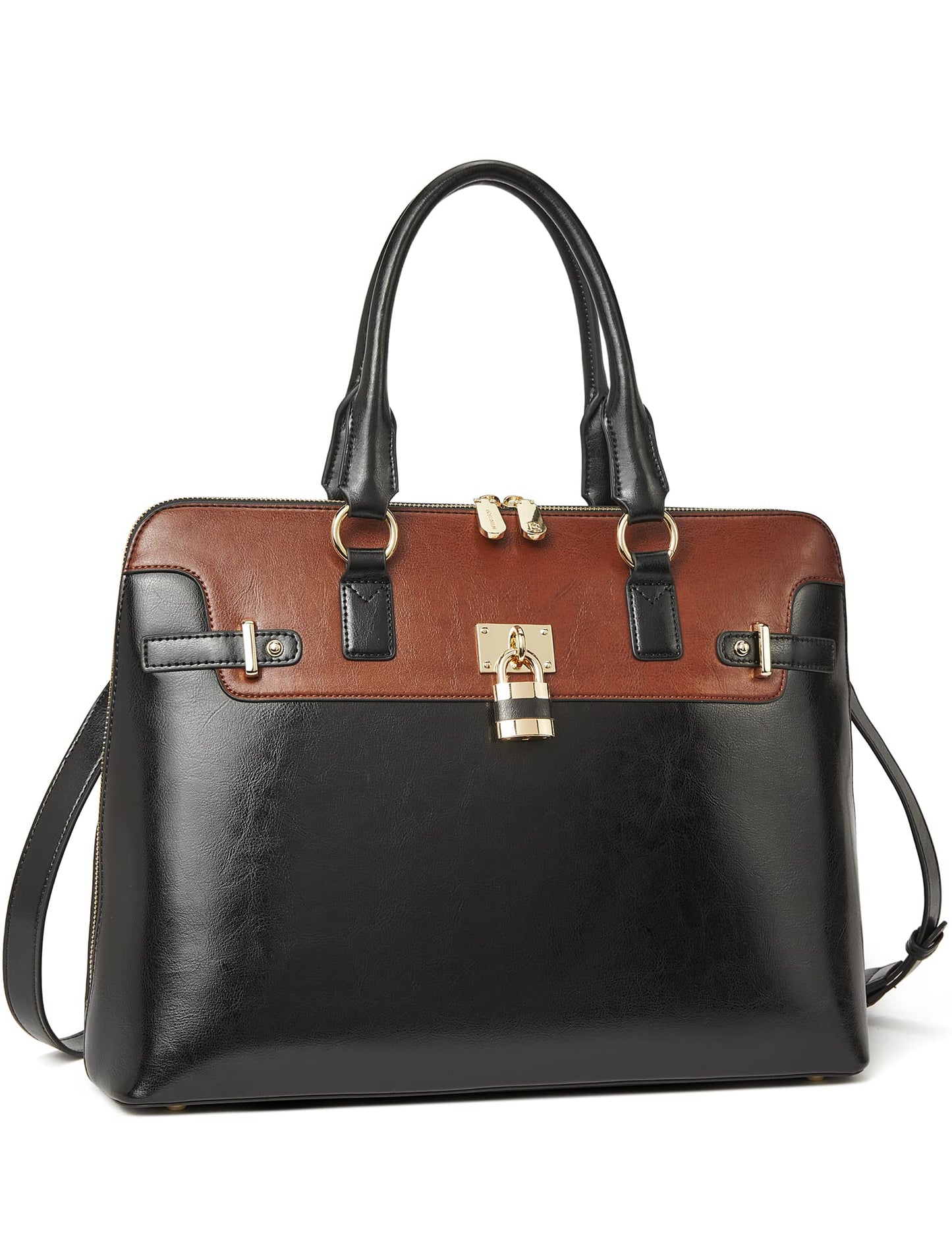 BOSTANTEN Laptop Briefcase for Women 15.6 inch Computer Bag Large Capcity Stylish Leather Handbag Business Work Purse