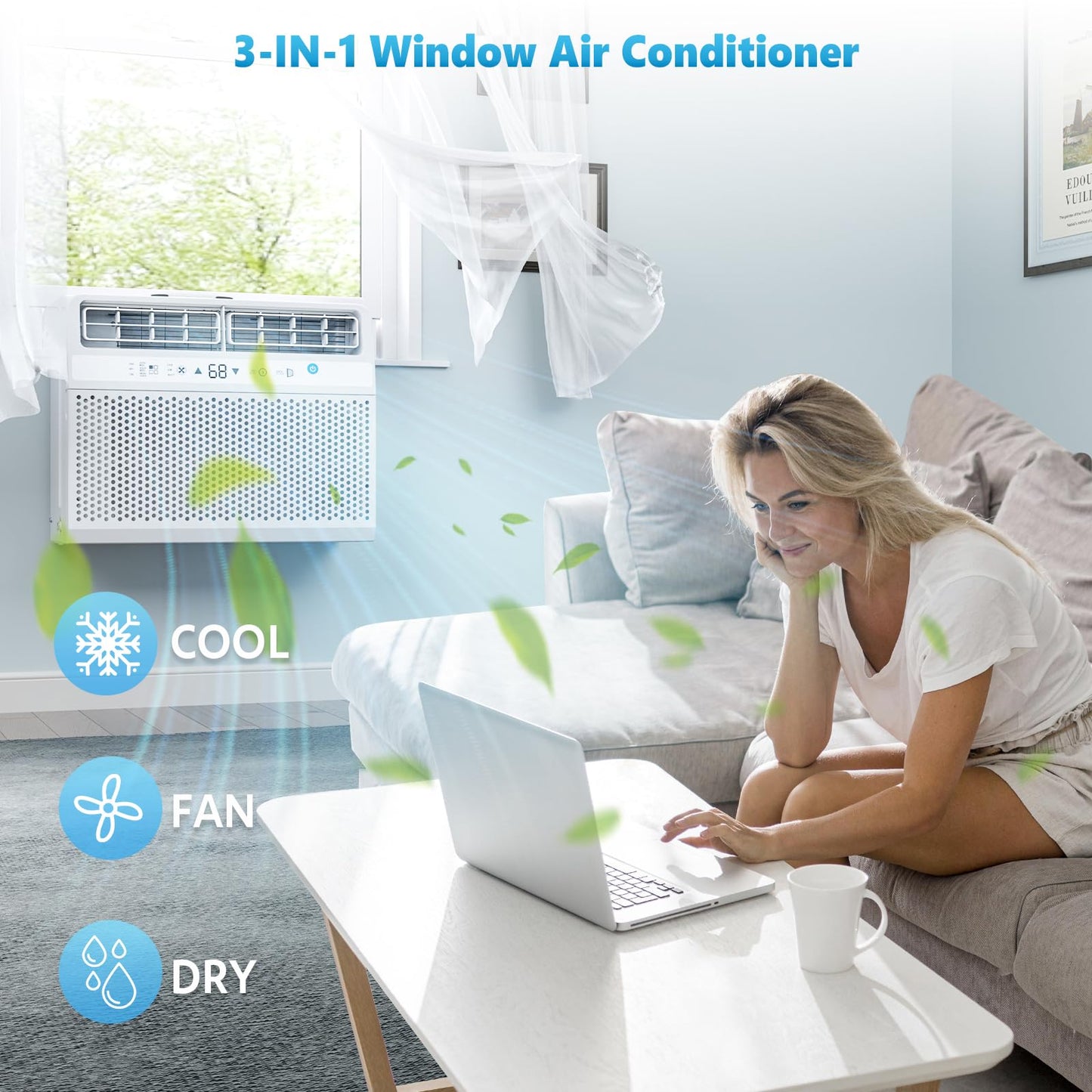 Electactic Window Air Conditioner, 10000 Btu Window Ac Unit, Cooling Room 450Sq.Ft, Fast Cooling, 24H Timer,Dehumidifier Mo, Ene