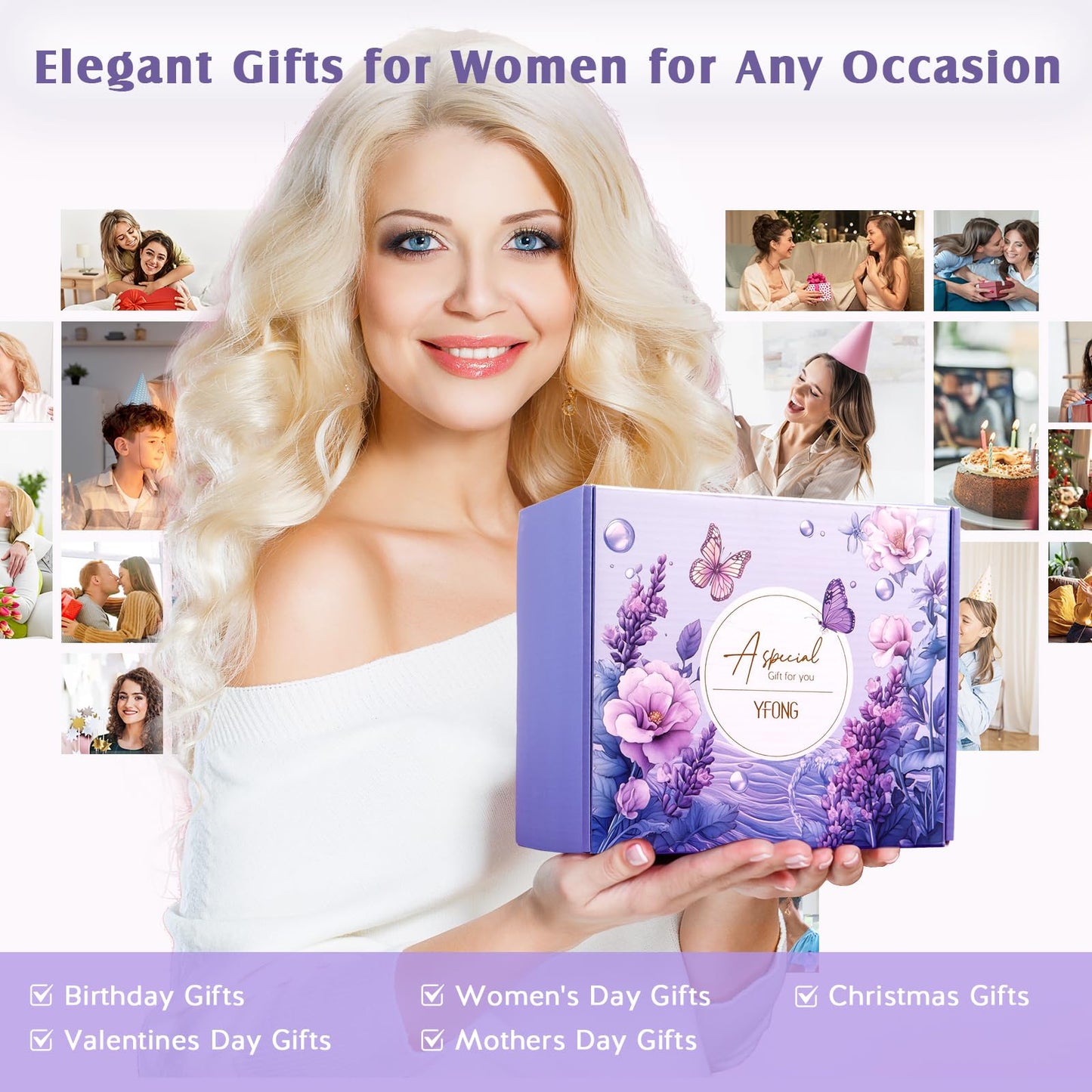 YFONG 8 Pcs Luxury Spa Gift Set for Women, Relaxing Happy Birthday Package for Mom Wife Her Best Friends Sister, Idea, 20 oz Tumbler – Ultimate Self-Care Get Well Soon Bundle Basket