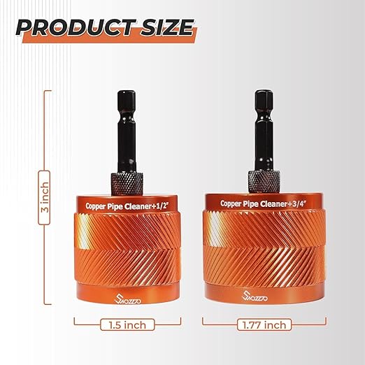 WSOOX 1/2" & 3/4" Metal Copper Pipe Cleaner Set Tube Cleaning Brushes with Replaceable Metal Brush Band for Cleaning Rust on Copper Pipes and Other Plumbers Purposes