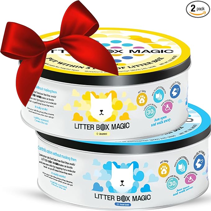 Cat Litter Deodorizer Jar (1 Fresh Scent and 1 Fragrance Free, 16 Oz, Pack of 2) - Cat Litter Odor Absorber Gel - Litter Box Pet Air Freshener - Litter Odor Eliminator to Freshen Air