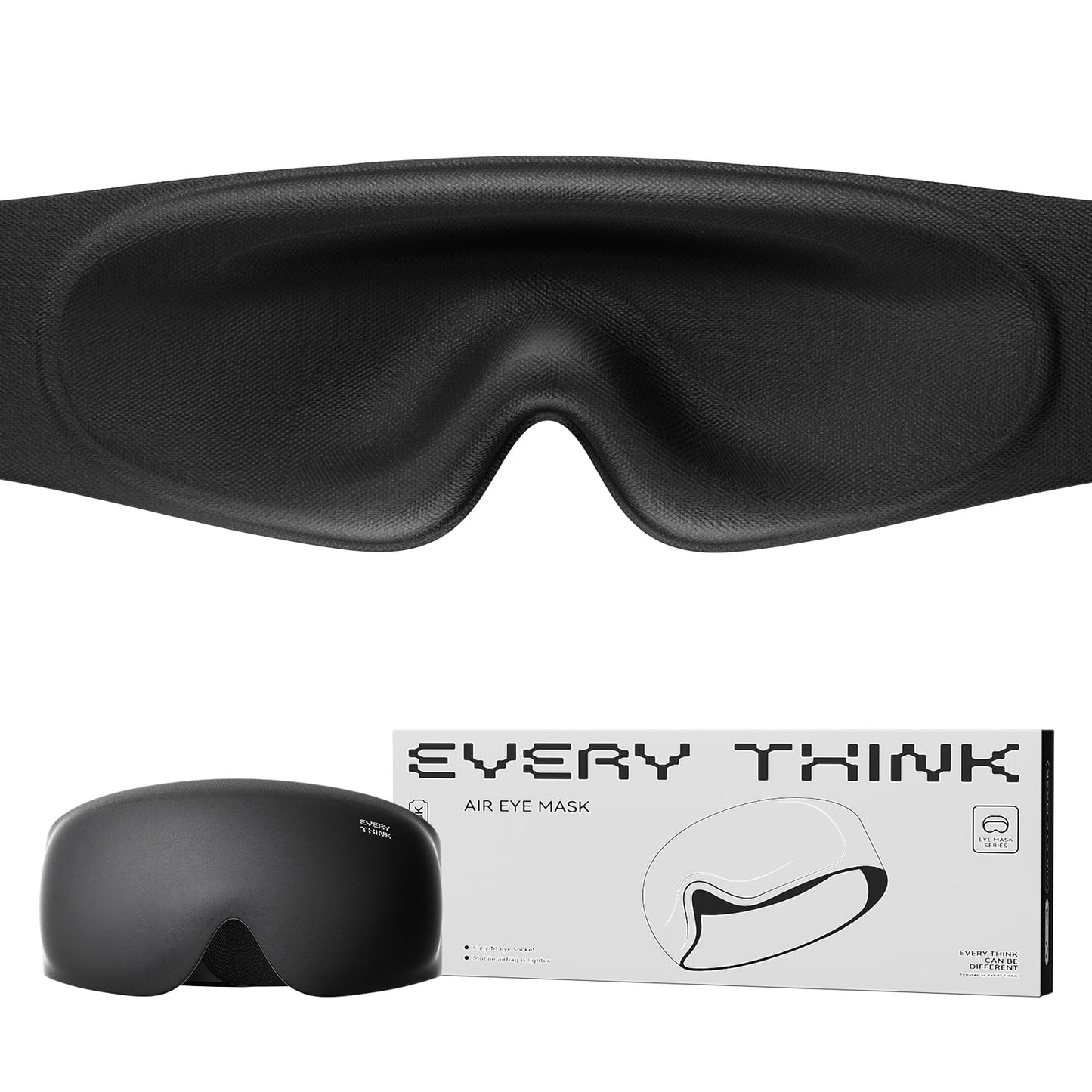 EVERY THINK Ultimate Comfort Sleep Mask for Side Sleepers - 3D Zero Pressure & 100% Light Blocking Eye Mask for Sleeping, Adjustable & Breathable for Women Men, Travel Essentials (Black)