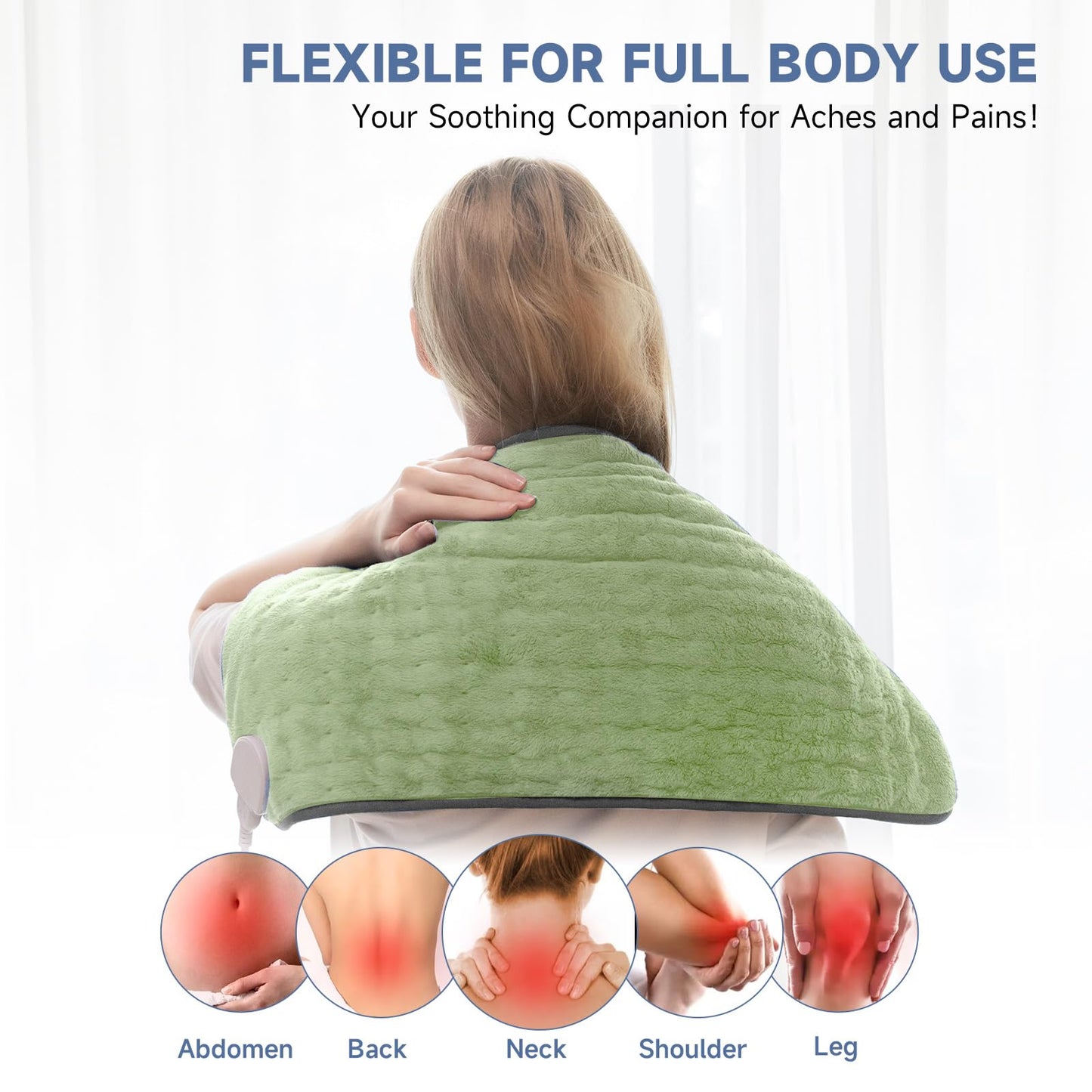 Electric Heating Pad for Pain Relief, Soft Heat Wrap for Neck, Back, Legs, Moist/Dry Heat, 6 Heat Settings & Auto Shut-Off, Gift for Mom, Dad, Grandma, Grandpa