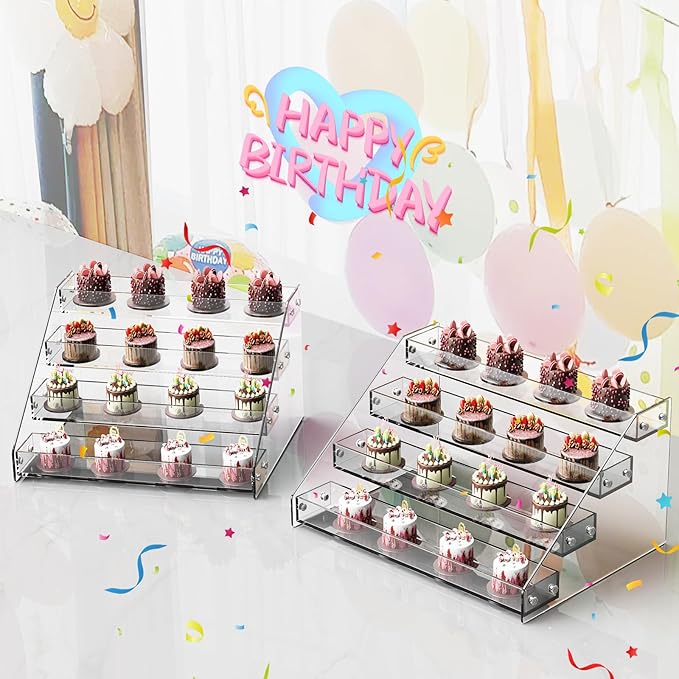 Acrylic 4-Tier Display Stand, Organizer, Storage Rack, Perfume, Spice, Figure, Cupcake, Card Display Stand, 12.2"x8.38"x6.22"