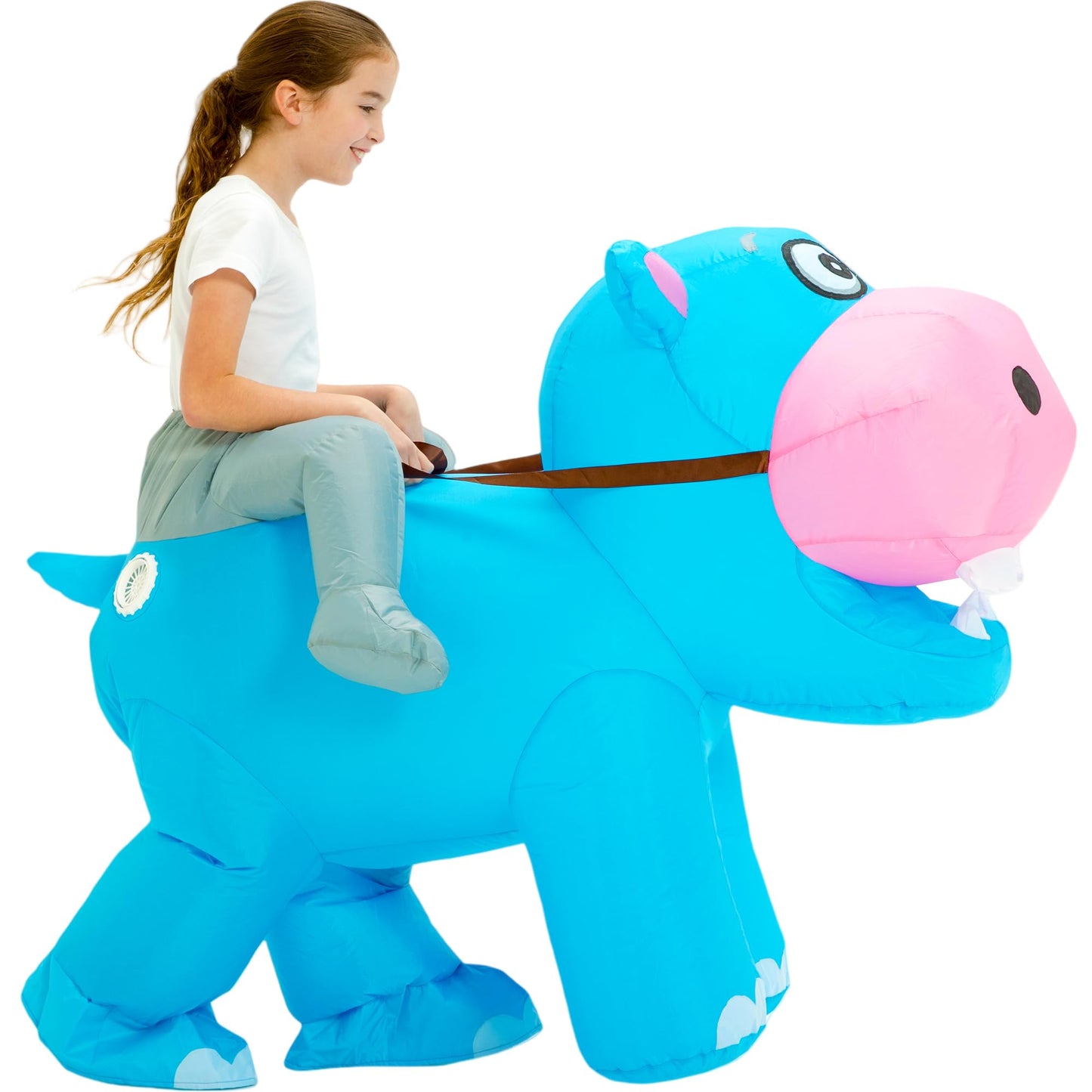 One Casa Blow Up Party Costume,Inflatable Costumes for Kids,Riding Hippo Costume,Halloween Costumes for Girls Boys (4-6YRS)