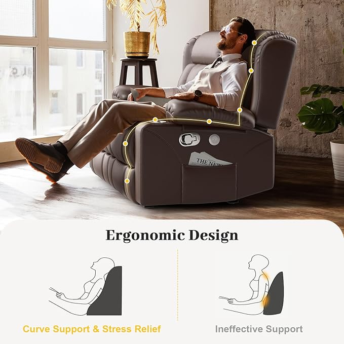 FURNIMAT New Loveseat Recliner Sofa, 2 Seater Reclining Loveseat Sofa, PU Leather Dual Recliner Chair, Modern Loveseat Couch for Living Room, with Cup Holder and USB Ports, Brown