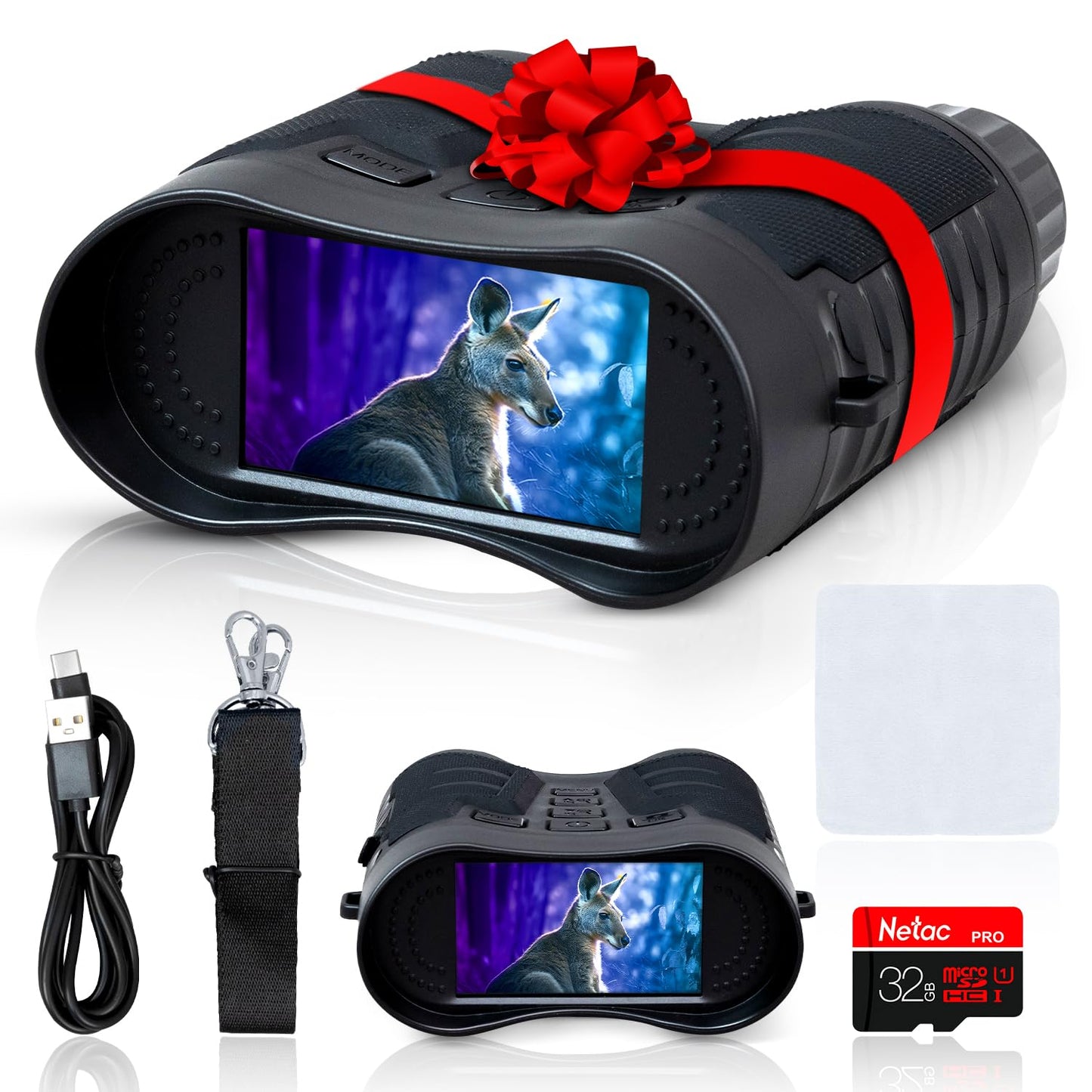 VIRTUAL HAVEN Upgraded Pro Night Vision Binoculars - Ultra 4K Night Vision Goggle with 8X Digital Zoom, 3.2" Screen Display, 32GB SD Card – See Clearly in Total Darkness