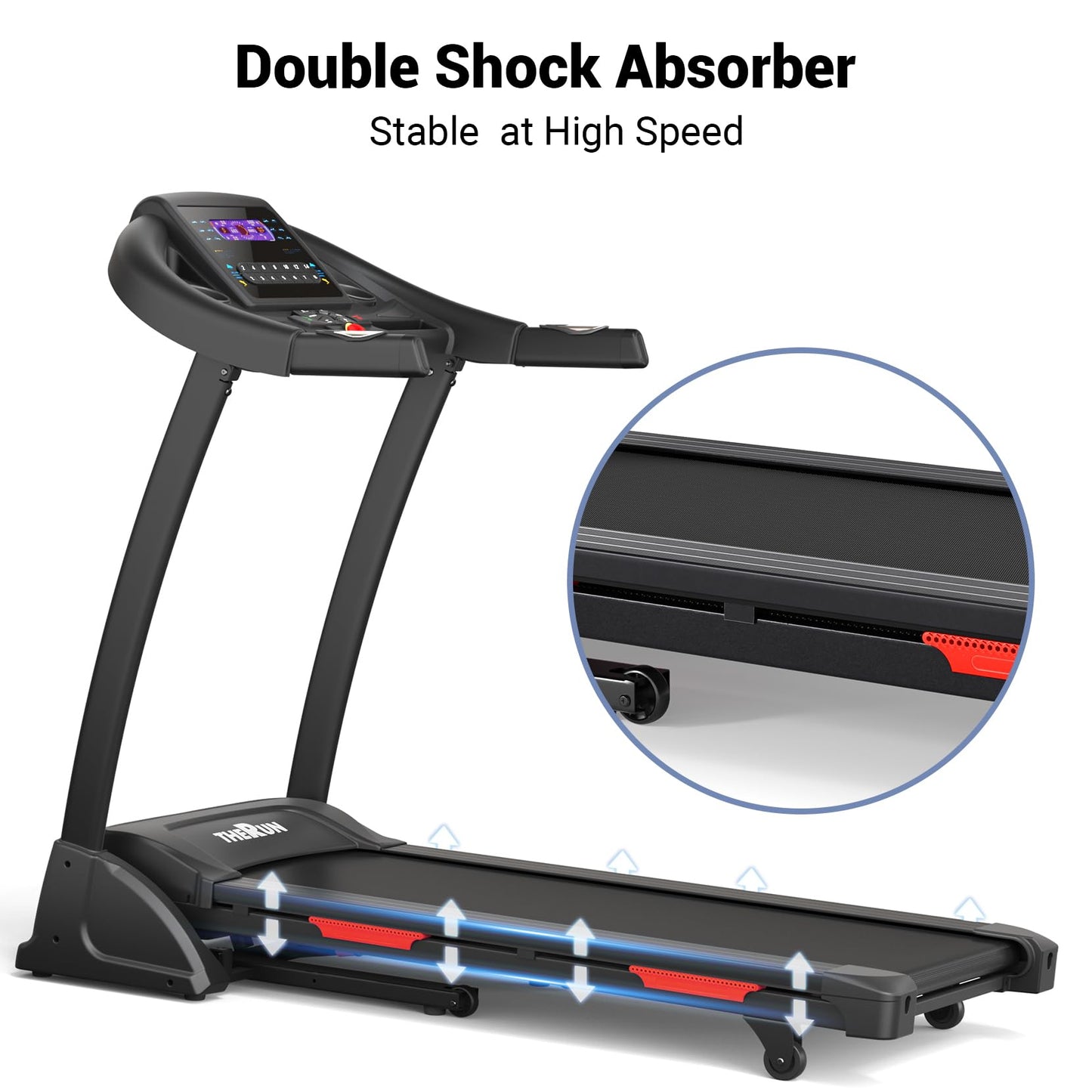 THERUN Incline Treadmill, Treadmills for Running and Walking, 300 lbs Weight Capacity Folding Treadmill with 0-15% Auto Incline, Wide Belt, 3.5HP, App, Heart Rate, Red