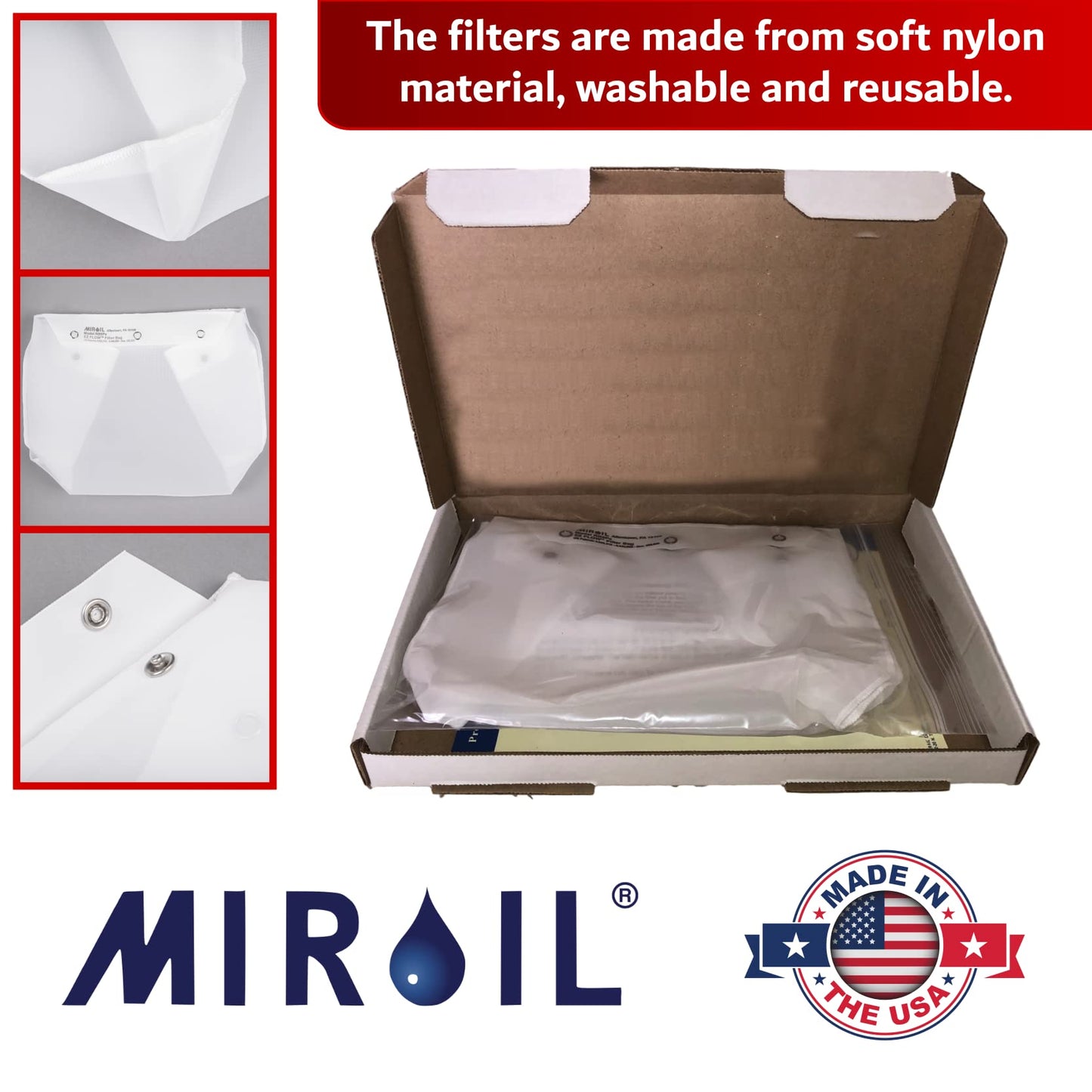 MirOil RB6PS EZ Flow Deep Fryer Oil Filter Bag – Reusable Grease Strainer to Extend Oil Life & Maintain Food Quality – Handles Hot or Cold Liquid – Deep Fryer Filter for Cooking (No Frame Included)