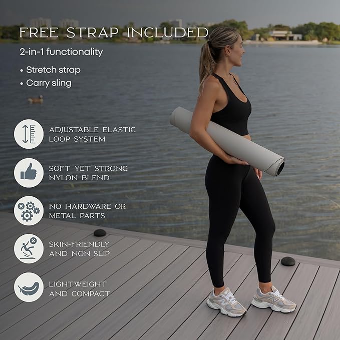 FFLLOOWW Body & Soul Non-Slip Yoga Mat, 4.5mm Natural Rubber Exercise Mat with Carry Strap – Anti-Sweat, Eco-Friendly Mat for Yoga, Pilates, Home Workouts