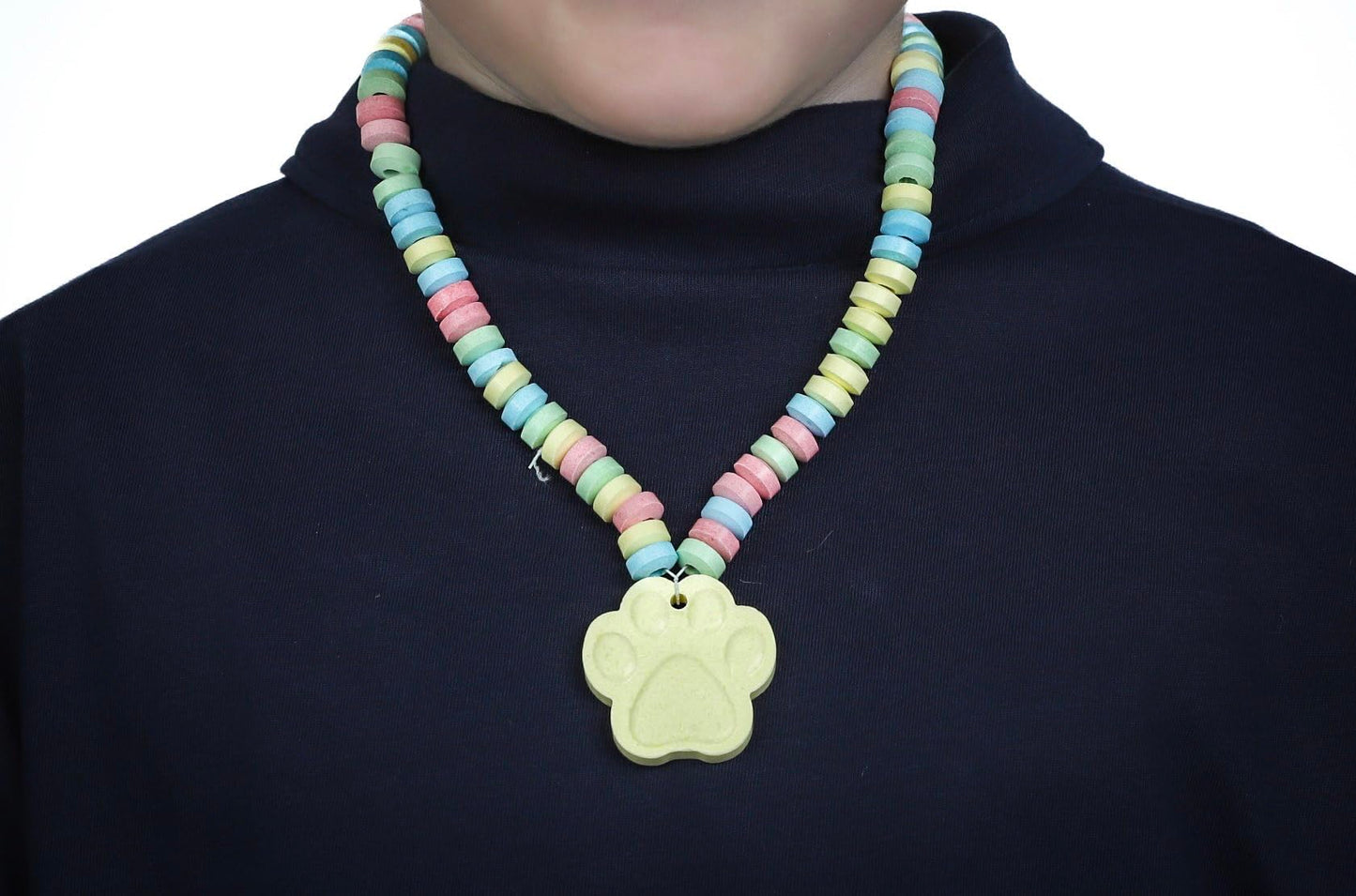 Paw Candy - 12 Paw Shaped Candy Necklace Individually Wrapped Bulk - Great for Dog Patrol Goodie Bags, Kids Birthday Parties