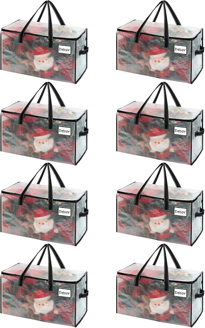VENO 8 Pack Moving Bags, Comforter and Blanket Storage Bags for Closet, Moving Boxes, Boxes with Lids Alternative, College Dorm Packing Supplies, Foldable Heavy-Duty Tote with Window (Clear, 8 Pack)