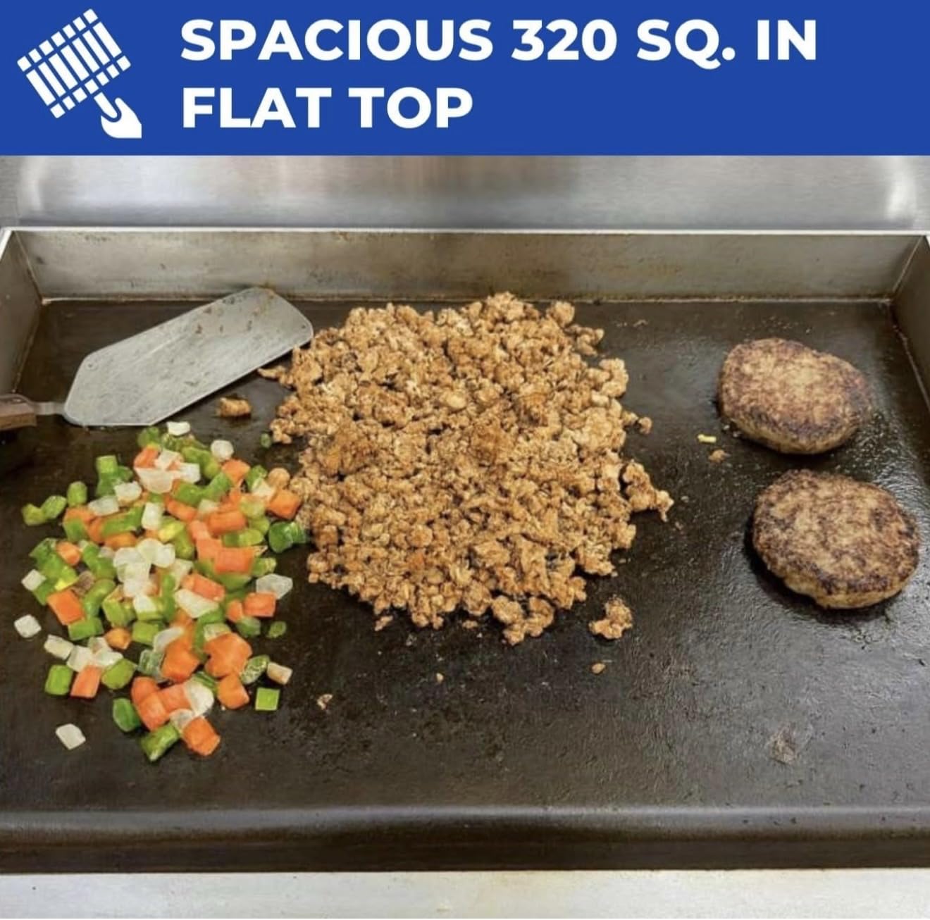 Burner Stove and Flat Top Griddle Cart | 20” Stainless Steel Griddle | 30,000 BTU Cast Iron Burner Stove | Outdoor Propane | Portable 4 Wheel | 3 Condiment Container Pans | Commercial & Home Use