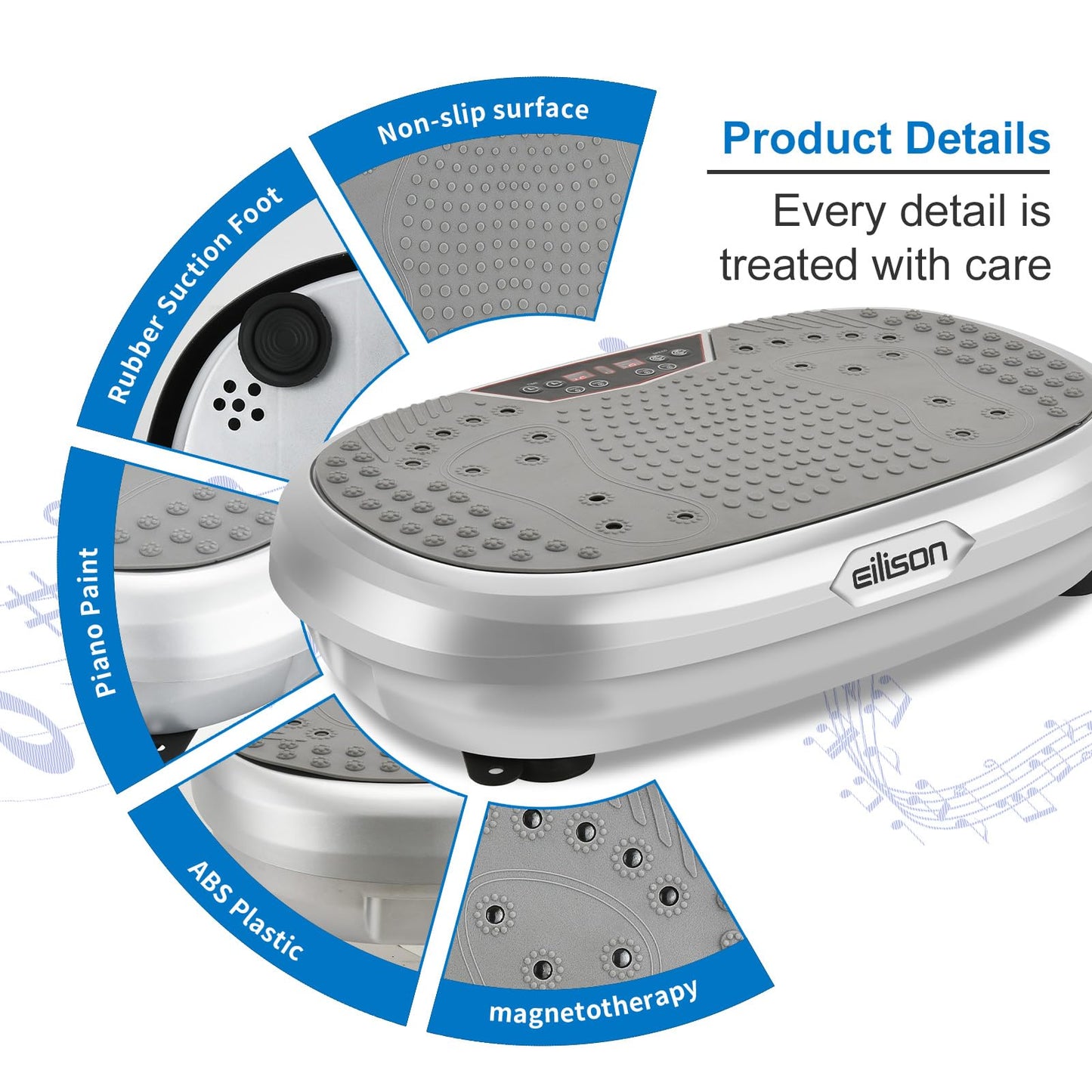 EILISON FitMaxx 3D XL Vibration Plate Exercise Machine - Whole Body Workout Vibration Platform w/Loop Bands - Lymphatic Drainage Machine for Weight Loss, Shaping, Recovery (Fitpro Silver)