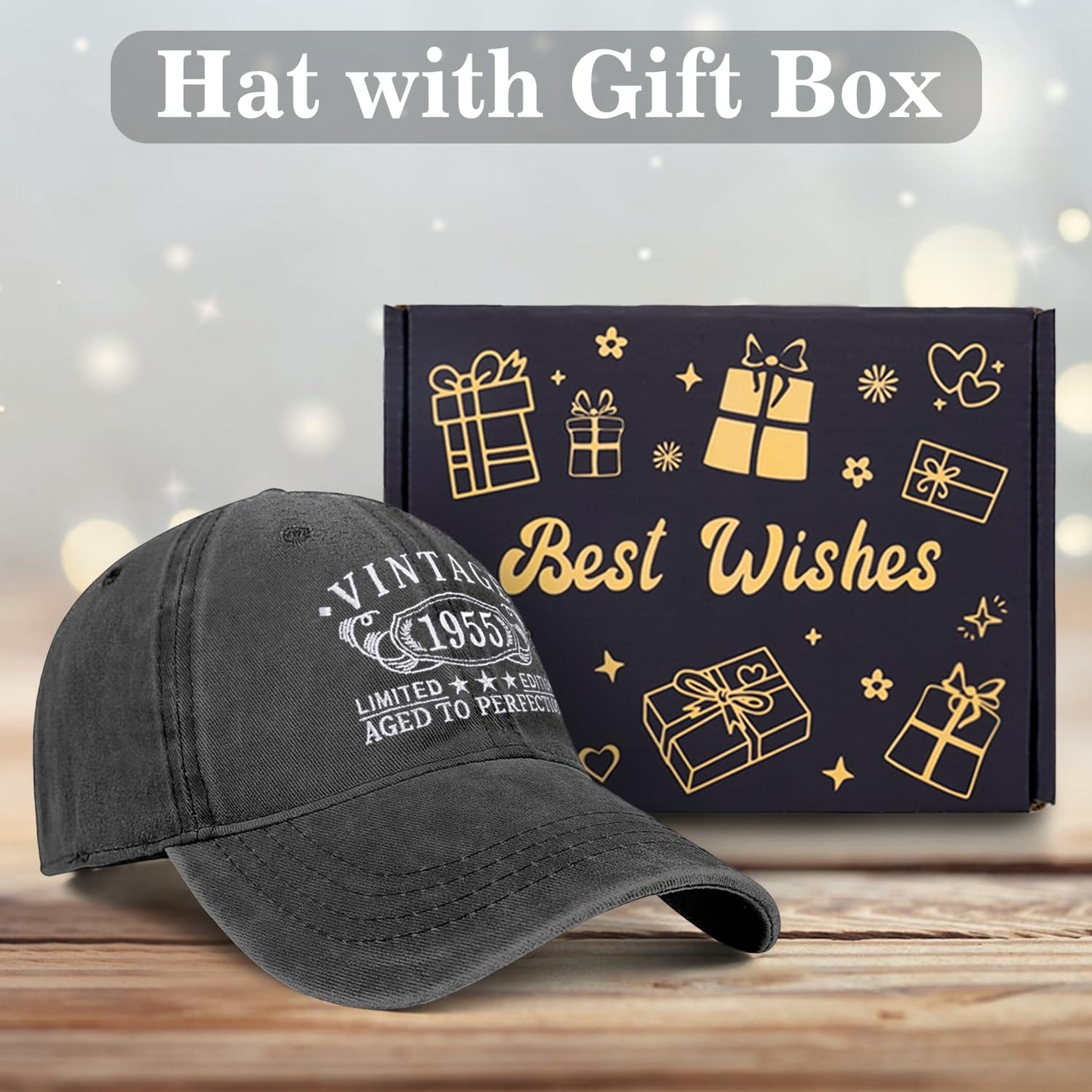 70th Birthday Gifts for Men Dad Women Unique Cool Vintage 1955 Funny Baseball Cap Happy Gifts Ideas (Black)