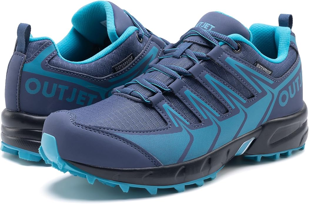 OUTJET Women's Waterproof Hiking Shoes Lightweight Non-Slip Trails Walking Shoes Outdoor Sneakers