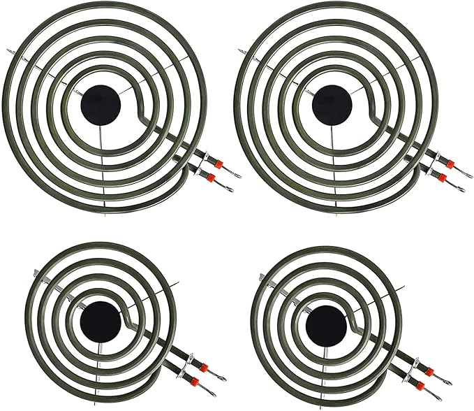 Upgraded MP22YA 4 Pack Electric Range Burner Element Unit Set, 2 x MP15YA 6" and 2 x MP21YA 8" Stove Burners Replacement f...