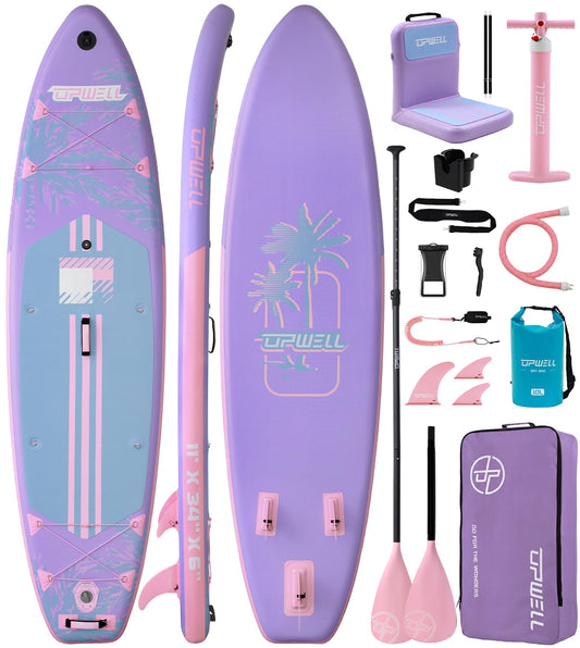 UPWELL 11'×34" Inflatable Paddle Board, Stand Up Paddle Board with Kayak Seat, Sup Paddle Boards for Adults, Dusk Bloom