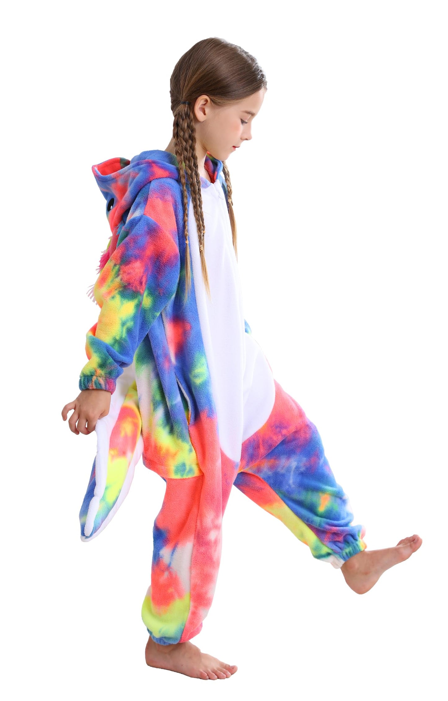 ATOZ Unisex Children Animal Dyeing Axolotl-Red Onesie, Halloween Costume Pajamas Christmas Cosplay Sleepwear For Boys Girls 6-7Y