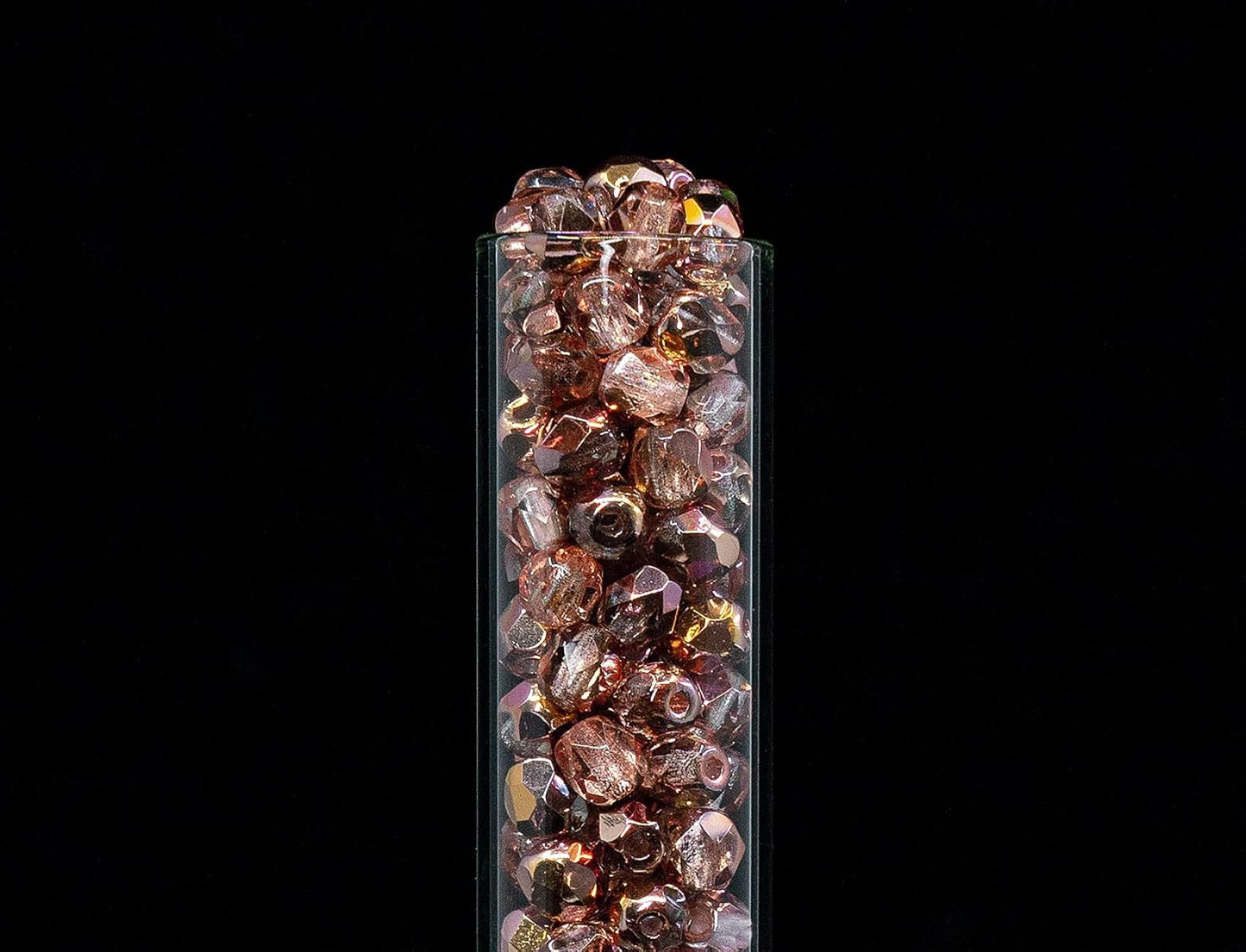 1.8 oz (50g, Approx. 600pcs) of Faceted Fire Polished Pressed Czech Glass Beads 4mm (0.16in), Crystal Copper Capri Apollo 00030-27101 BCV