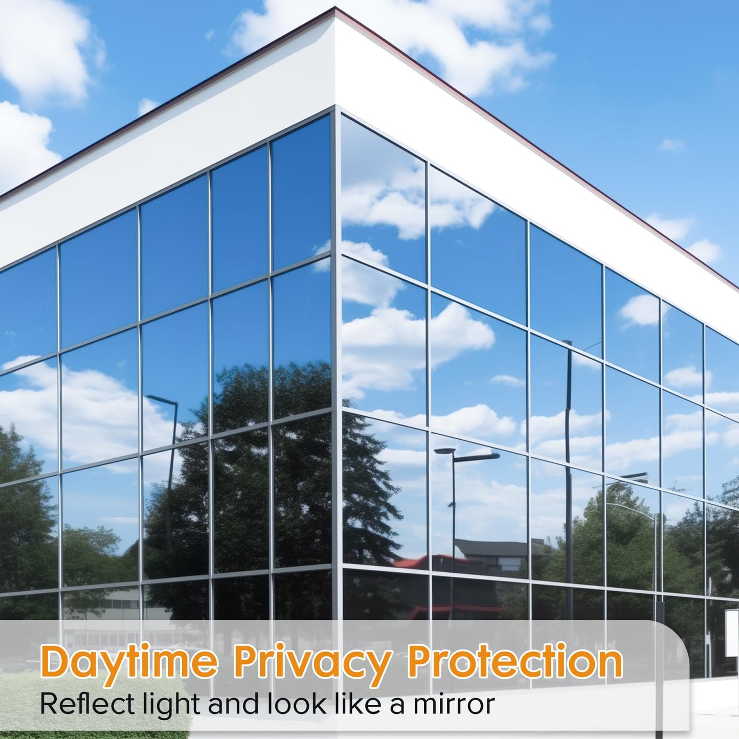 LUTE Daytime Privacy Window Tint - Sun Blocking Anti UV Heat Reflective Mirror Film, Silver, 17.5" x 78.7"
