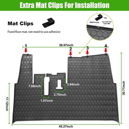 Yamaha Drive2 Golf Cart Full Coverage Floor Liner Mat, Only Fits Yamaha Drive2 (2017-2023), UMAX Rally 4x4, Adventurer (2017-2023), Upgraded Non-Slip, 8MM Natural Thick Rubber Floor Mats (Black Trim)