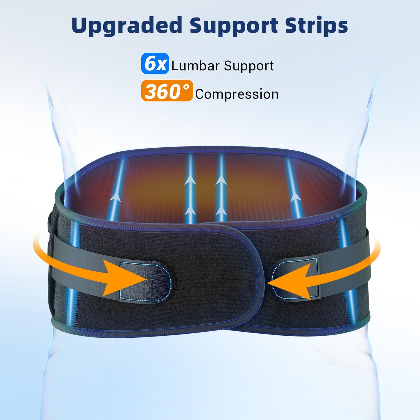 Comfytemp Cordless Heating Pad with Back Brace for Lower Back Pain Relief, Portable Wireless Heated Waist Belt Rechargeable Lumbar Support, 3 Heat 3 Timer, Birthday Gift for Men Women, 52"(No Massage)
