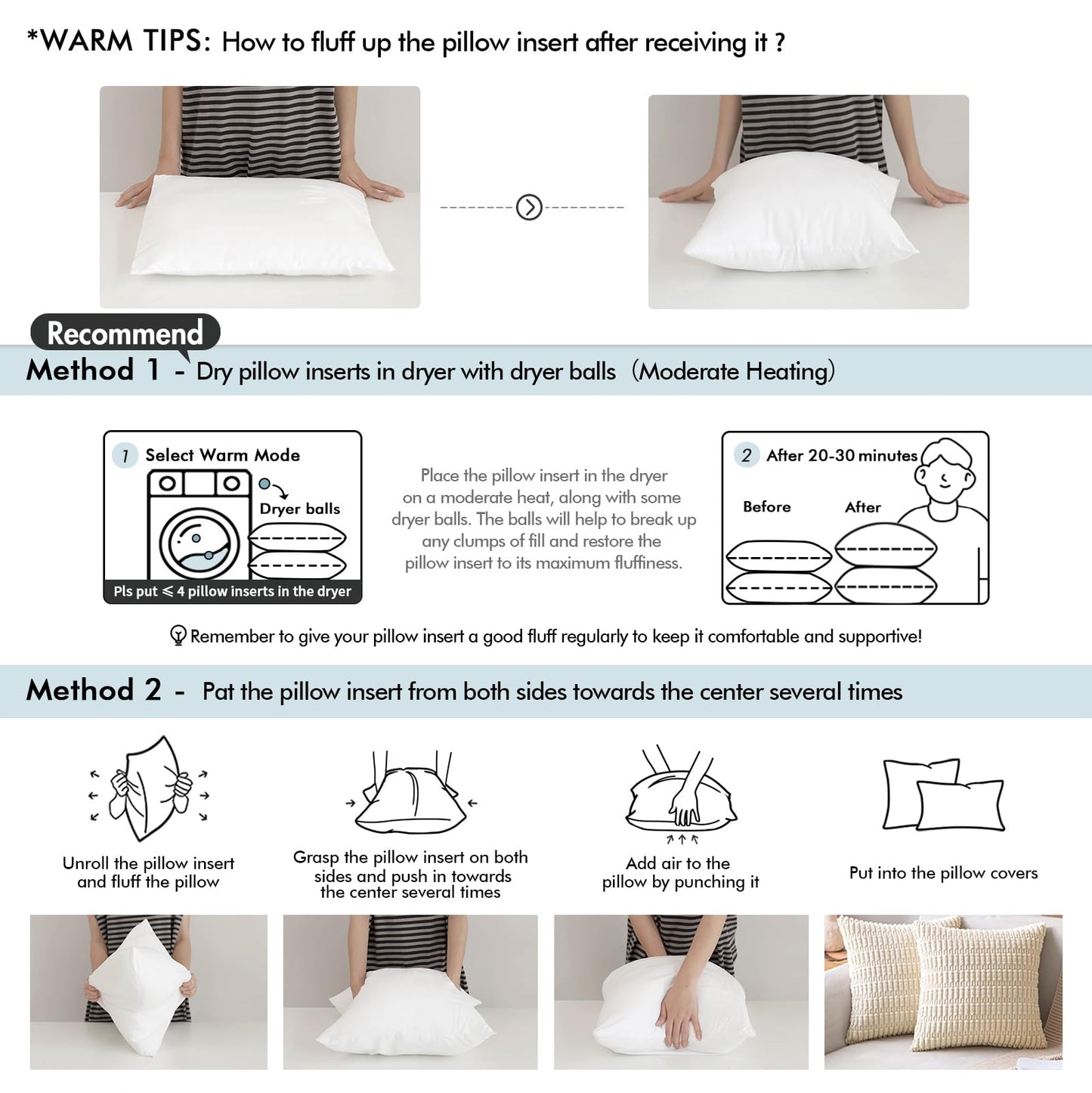 MIULEE 20 x 20 Pillow Inserts (Set of 2) -Throw Pillows for Couch Sofa with 100% Cotton Covers