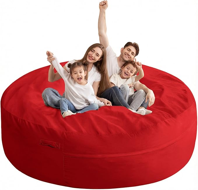 HABUTWAY XX-Large Bean Bag Chair: Giant 7' Memory Foam Furniture Bean Bag Chairs for Adults with Microfiber Cover 7Ft (Red)