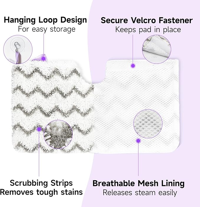 Steam Mop Replacement Pads for Shark S3500 Series S3501 S3601 S3550 S3801 S3901 SE450 S3601D S3901D S2901 S2902 Microfiber Steam Pocket Mop Pads Washable, 3 Pack