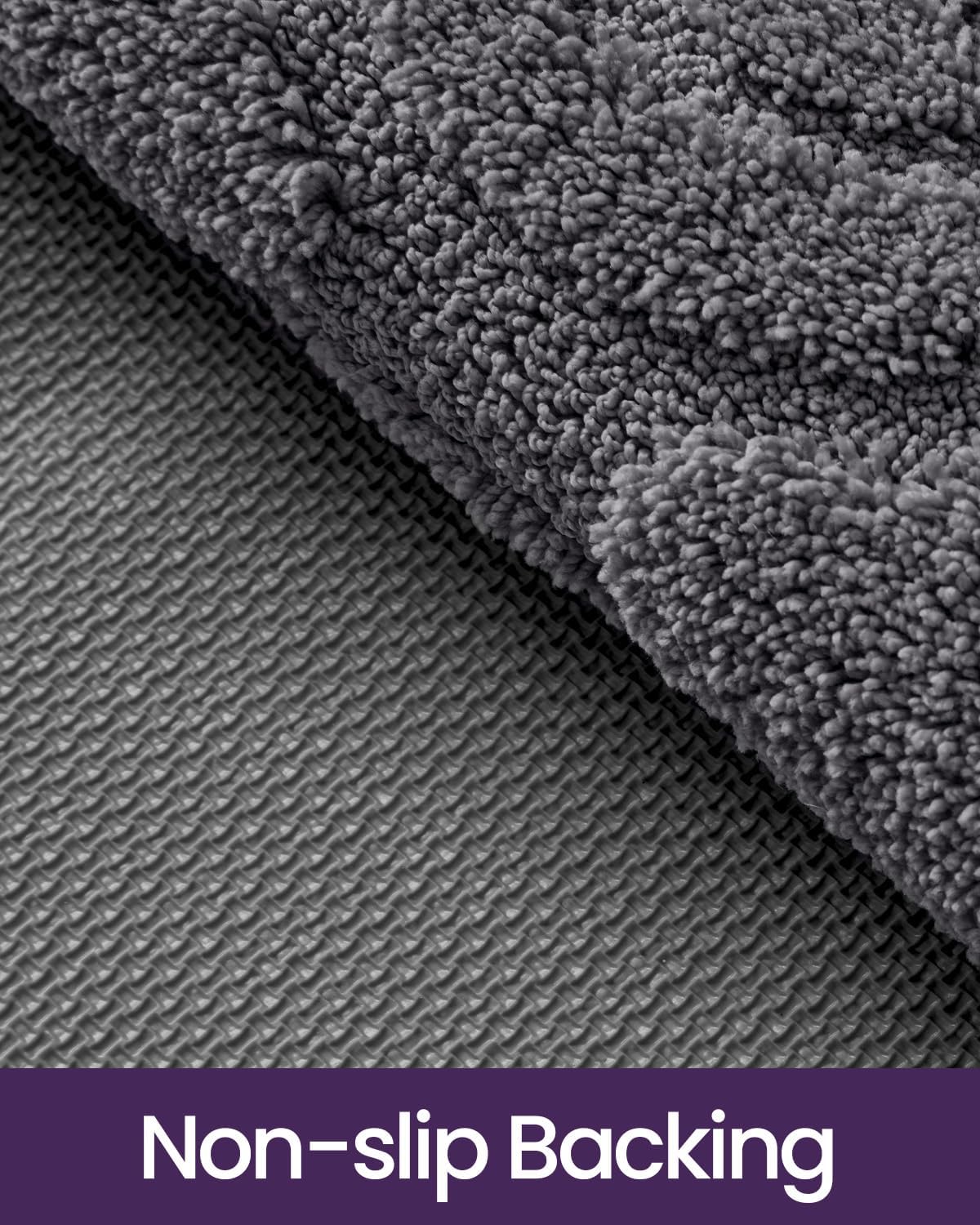 DEXI Bathroom Rug 24x43, Non Slip Washable Bath Mat for Shower Floor, Absorbent Soft Bathmat with Rubber Backing, Plush Fluffy Microfiber Floral Retro Carpet, Dark Grey
