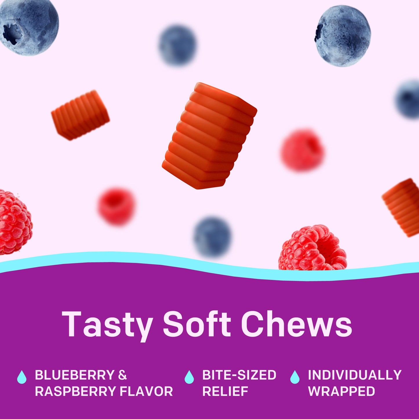 MiraFAST Soft Chews, from The Makers of MiraLAX, Gentle Constipation Relief, Fast Acting, Stimulant Free Saline Laxative, Magnesium Hydroxide, Blueberry & Raspberry Flavor, 60ct