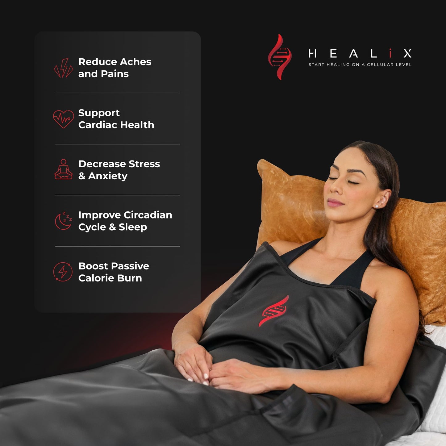 Healix Infrared Sauna Blanket + Comfort Insert Bundle | Portable Far Infrared Sauna Blanket (Zero EMF, Adjustable Heat 77–176°F) with Ultra-Soft Washable Cotton/Rayon Liner for Relaxation