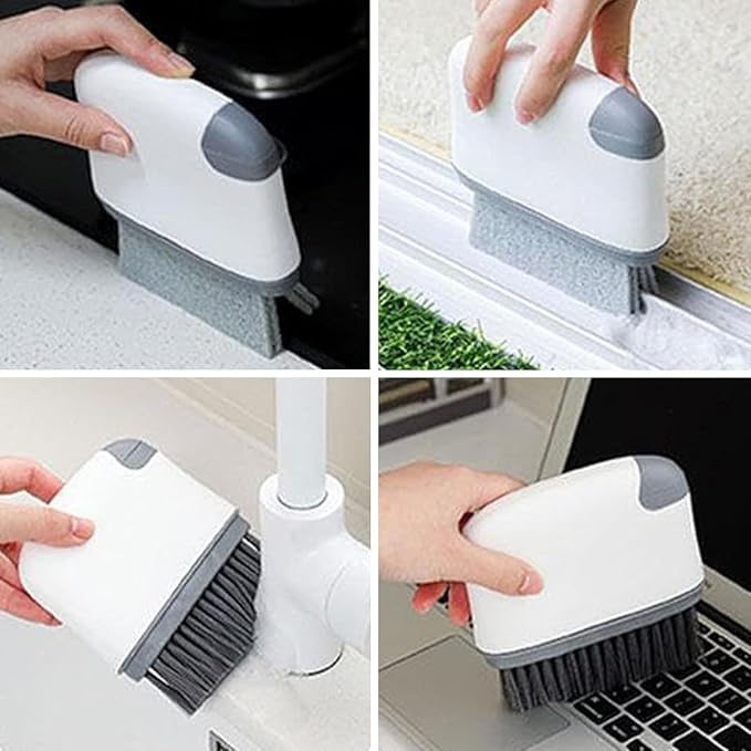 2-in-1 Groove Cleaning Brush, 2025 Upgraded Crevice Cleaner, Window Track Cleaning Tools with Hard Bristle Brushes and Sponge Brushes for Window Tracks, Sliding Doors, Sills, Tile Lines & Car Vents