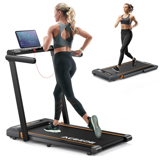 Acezoe Foldable Treadmill with Handle Bar, 2.5HP Treadmills for Home, Under Desk Treadmill with 300LBS Capacity, Walking Pad with Speaker, APP/Remote Control