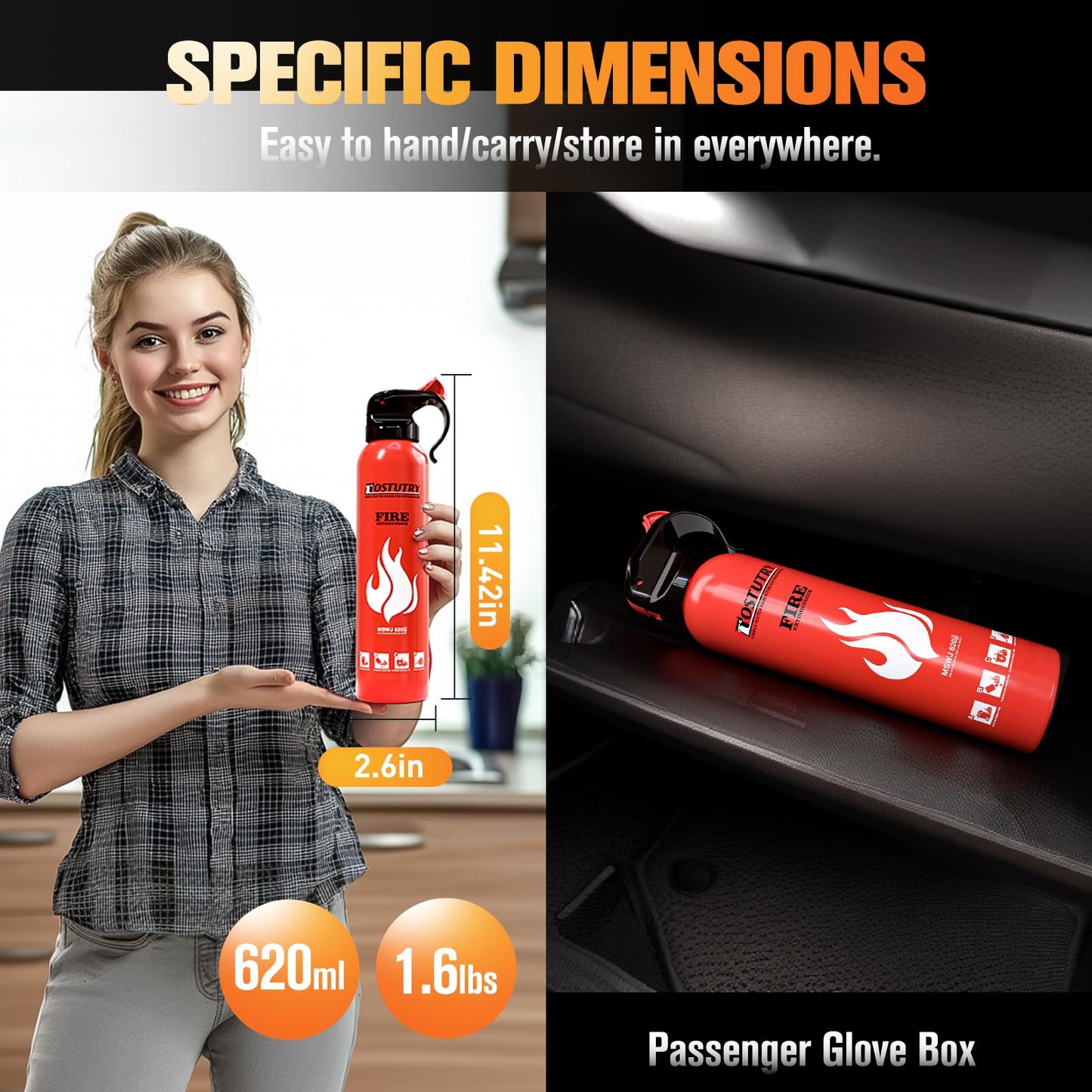 Upgraded 8-IN-1 Fire Extinguisher for Home Vehicle Car Kitchen Boat, Small Fire Extinguishers Spray with Mount for Class A B C K Fire, Portable Non-Toxic Prevent Re-Ignition Easy Clean (4 Pack)