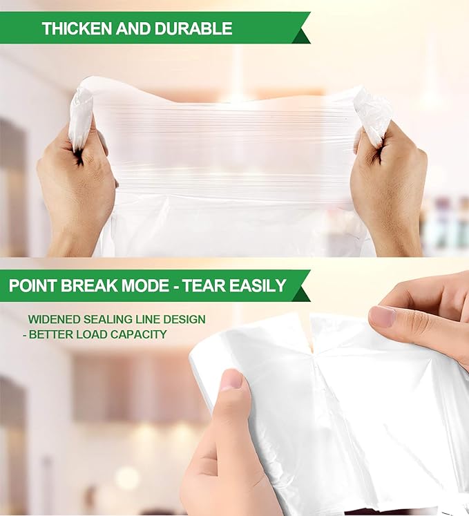 FORID Clear Small Trash Bags, 4 Gallon Garbage Bags, Wastebasket Bin Liners 110 Count Plastic Trash Bags for Bathroom Bedroom Office Trash Can 15 Liters - Durable & Thick Trash Bag