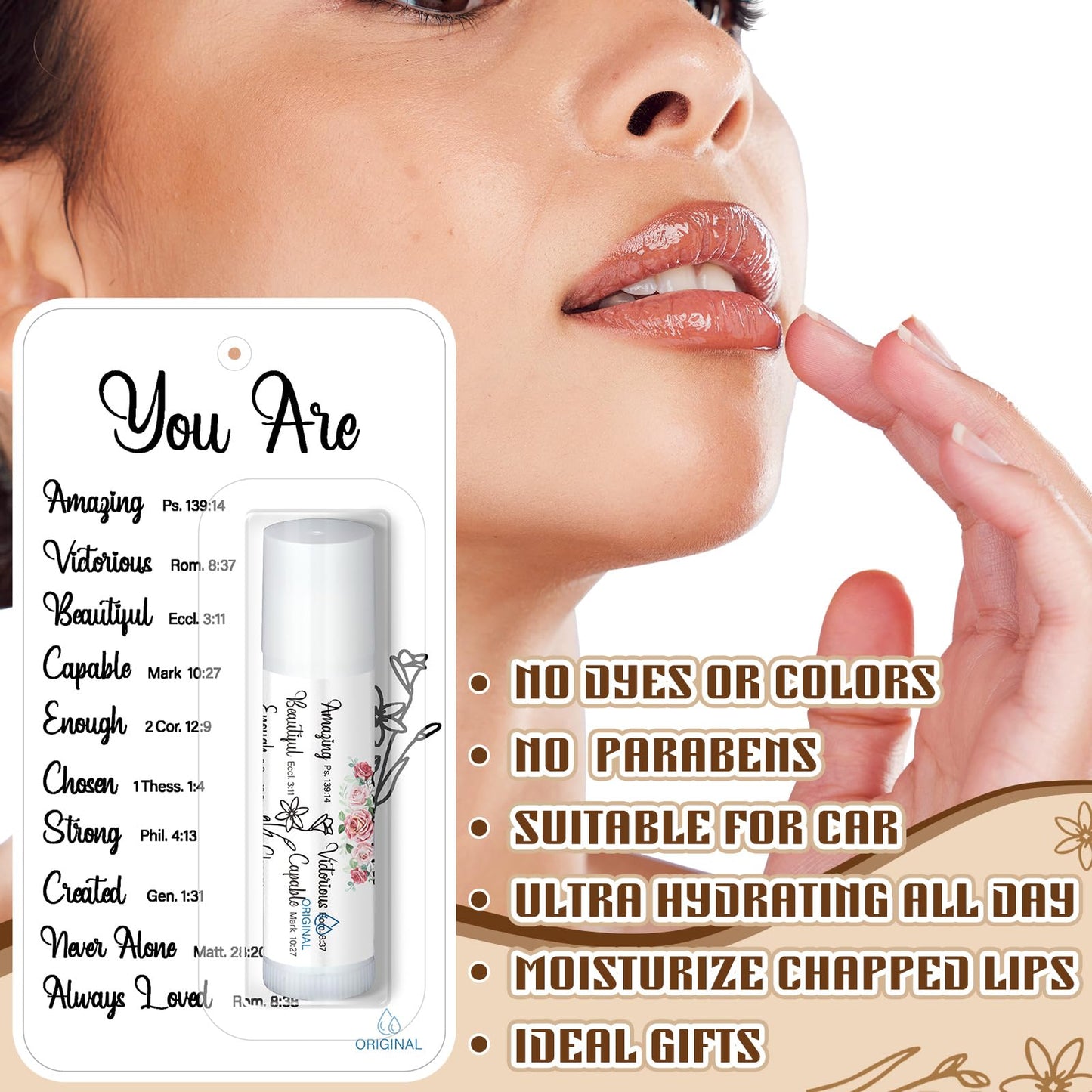 Sacubee 50 Pack Christian Gifts Bulk for Church Scripture Bible Verse Lip Balms Religious Catholic Wedding Gifts Baptism First C