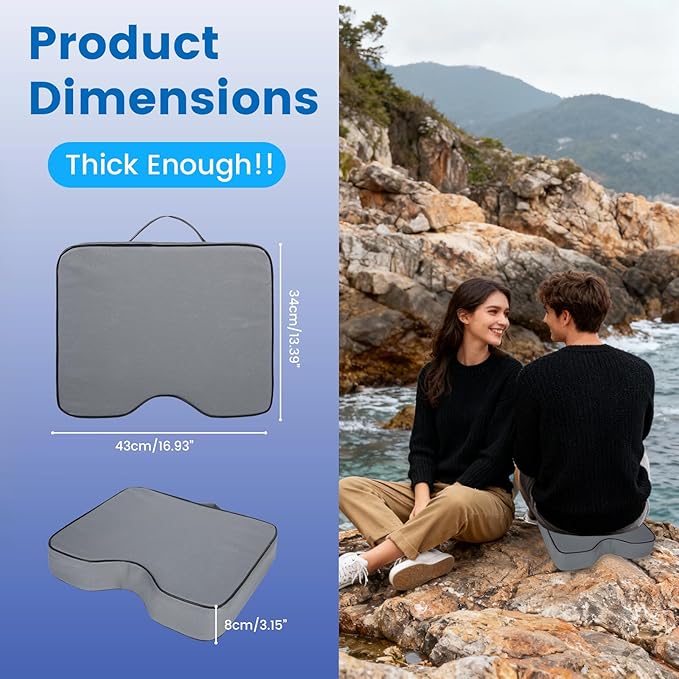 FirstGift 1-Pack 3.15" Stadium Seat Cushions - Portable Water-Resistant Bleacher Pads with Decorative Trim, Lightweight & Comfortable for Sports, Games, and Outdoor Events