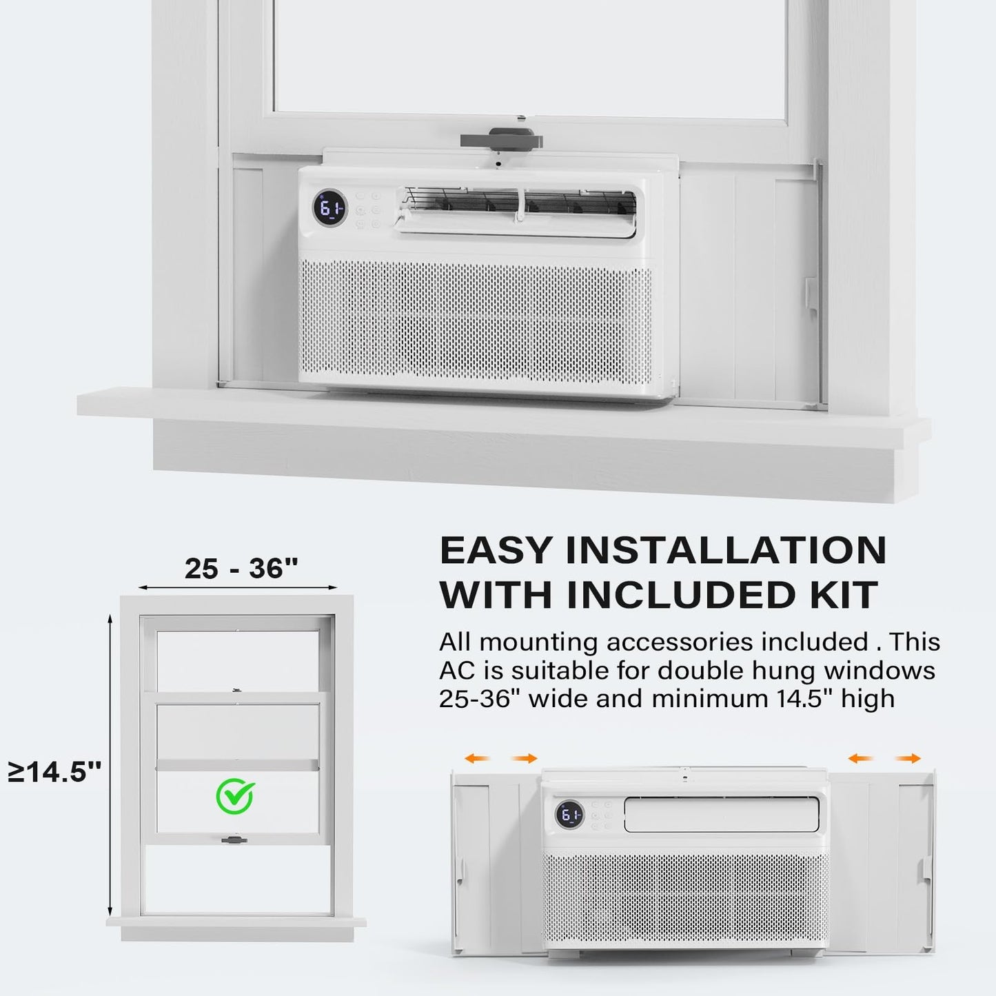 ROVSUN 12000 BTU Inverter Window Air Conditioner with WIFI Function, Energy-Saving Window AC Unit with Remote & App Control, Ultra Quiet Design & Easy Install Kit, 115V/60Hz